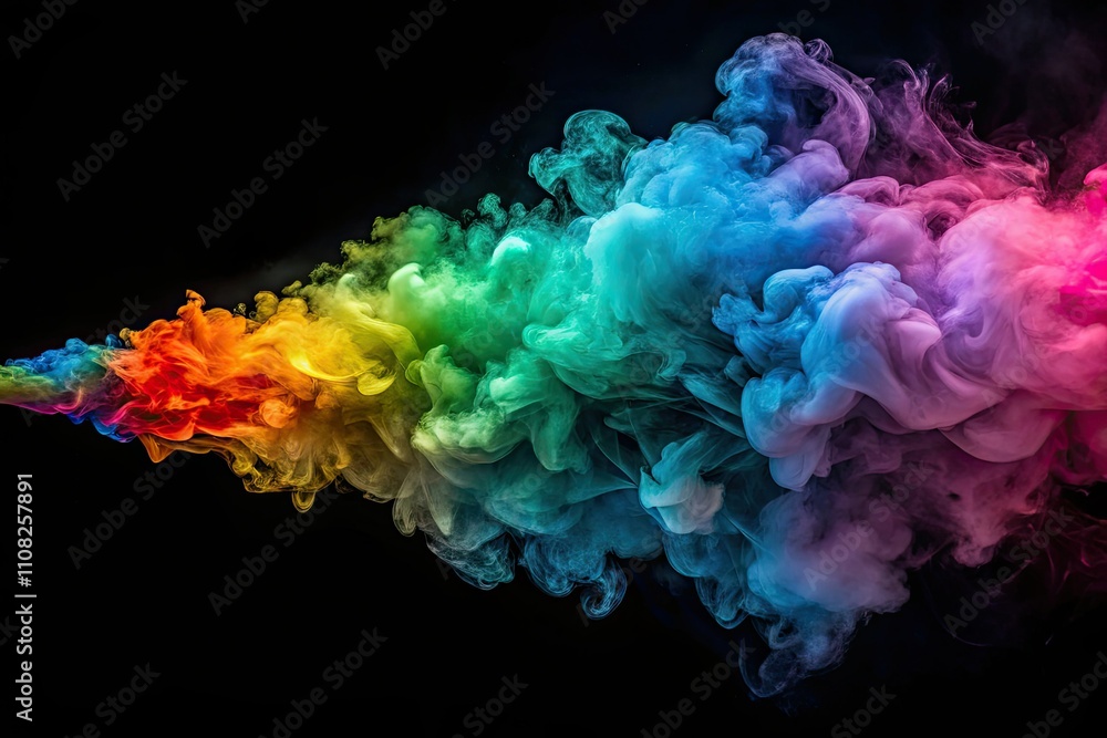 Obraz premium Futuristic Colorful Smoke, Gradient Haze, Magic Cloud, Abstract Art, Vibrant Color, Realistic Smoke Effect, Digital Art, Fantasy Background