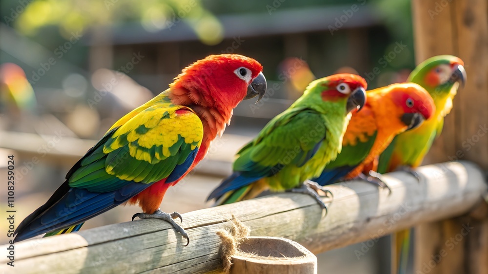 Obraz premium Close-up of macaw parrots with colorful feathers