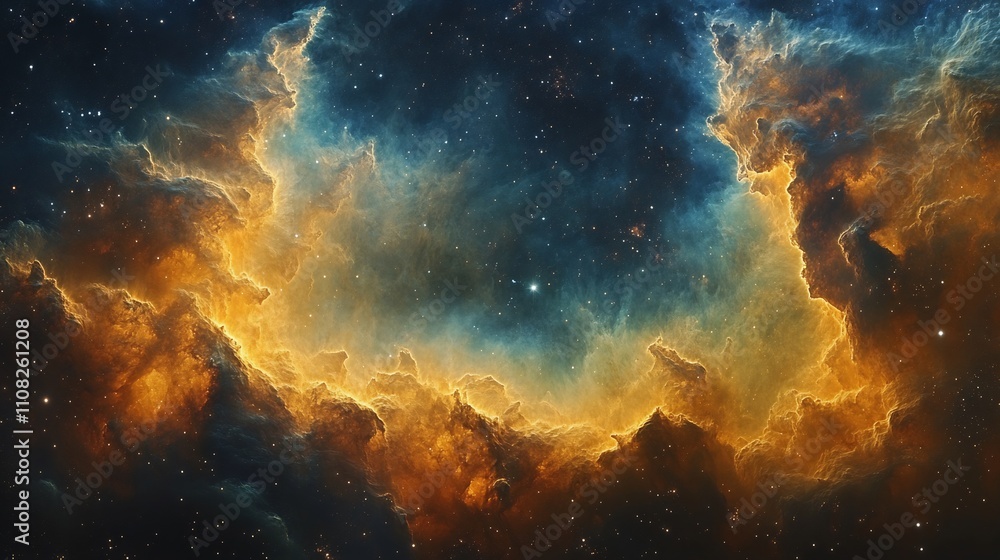 Fototapeta premium Detailed view of an interstellar dust cloud with vibrant colors and textures