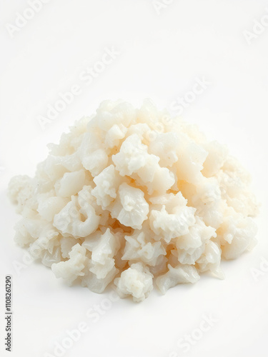 Pile of white dammar resin from Vateria indica tree on white background,  natural resin,  isolated,  botanical image. photo