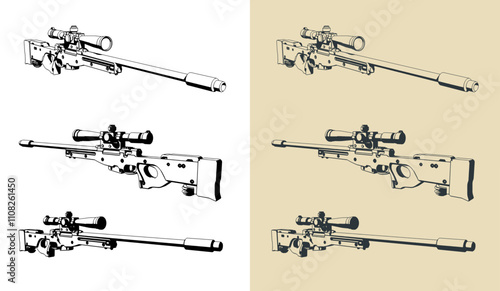 Sniper rifle illustrations