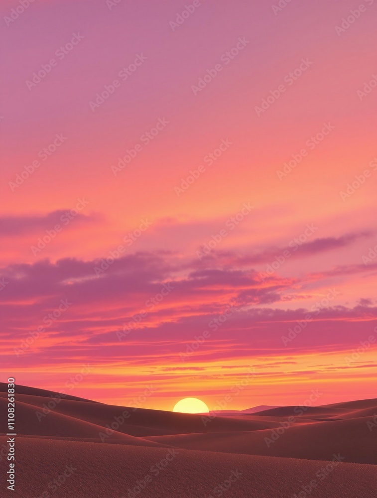 Obraz premium Vibrant hues of orange, pink, and purple dominate the sky as the sun dips below the horizon, casting a warm glow on the landscape, nature, breathtaking, horizon, vibrant colors
