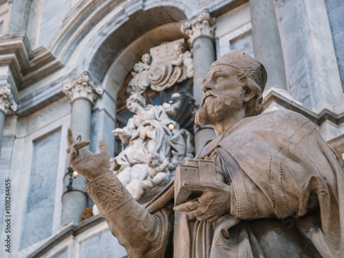 Statue of Saint in Front of Chiesa della Badia di Sant'Agata Catania Sicily