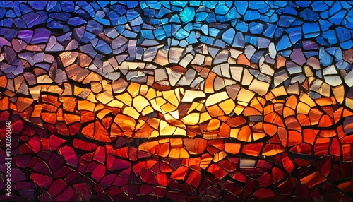 Sunset colors stained window glass background