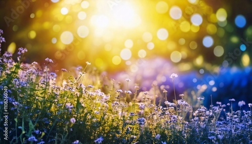 pink flowers in the golden light of the sun