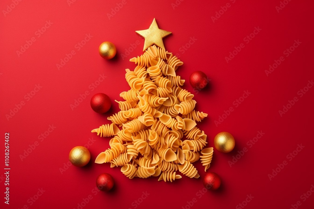 This is an artistic and creative recipe for making a Christmasthemed pasta tree decor