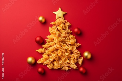 Obraz na płótnie This is an artistic and creative recipe for making a Christmasthemed pasta tree decor w salonie