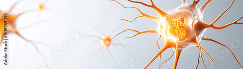 Concept of complications of diabetes, high blood sugar. Close-up image depicting diabetic nerve cell damage related to neuropathy. photo