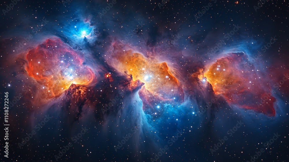 Obraz premium Highresolution image of the Orion Nebula with vibrant star clusters and gas clouds
