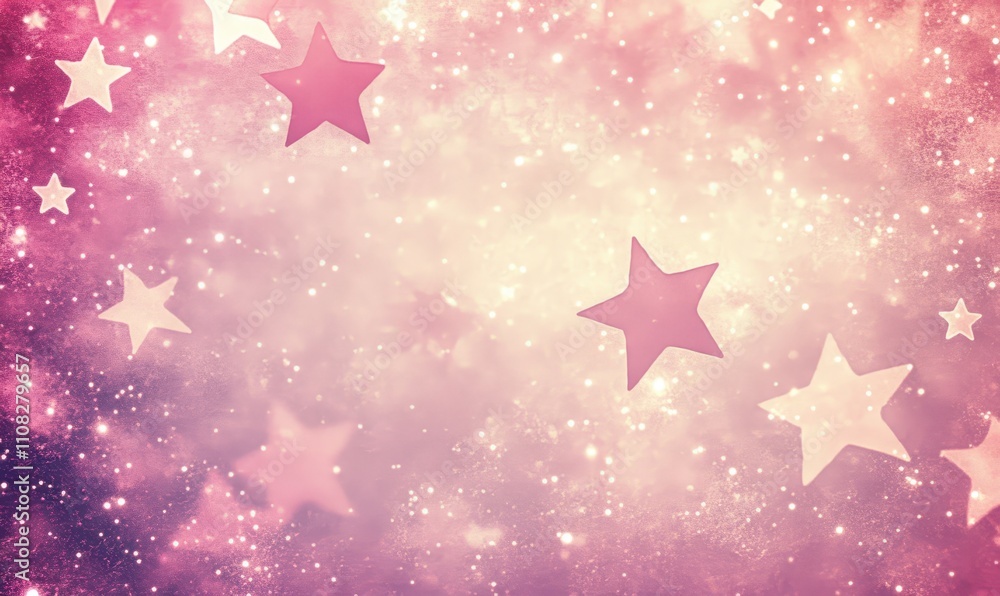 Fototapeta premium A seamless background of twinkling stars on a soft pink texture, perfect for a gentle, whimsical feel
