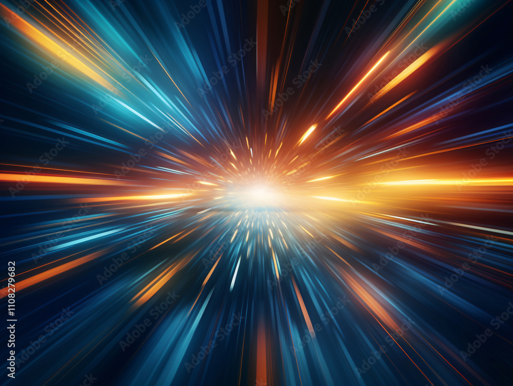 Fototapeta premium Abstract Speed light trails effect path. High speed global data transfer.