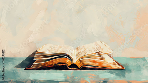Open Bible on the table. Bible as a tool for religious education and learning