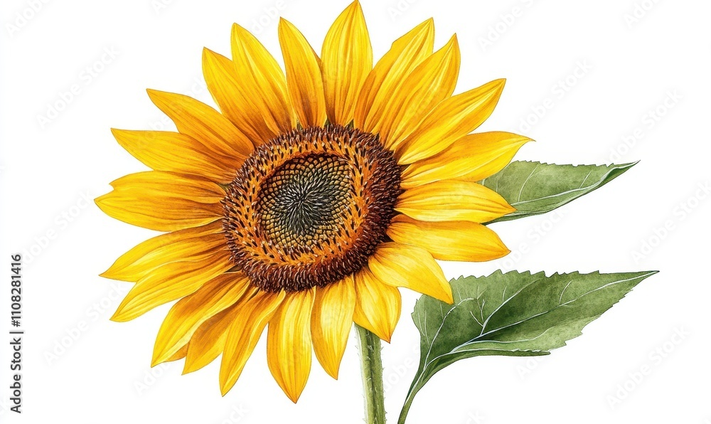 Obraz premium illustration of sunflower flower. watercolor