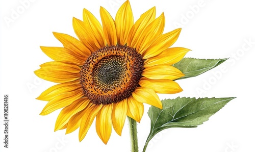 illustration of sunflower flower. watercolor