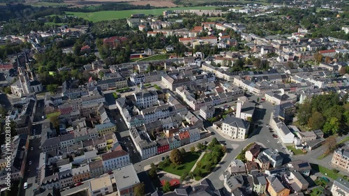 Aerial view of the old town of the city Oelsnitz on a sunny noon in summer in Germany. photo