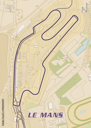 Detailed map of Le Mans Circuit , the famous racetrack