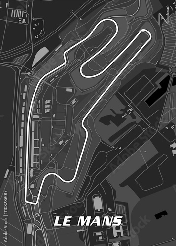 Detailed map of Le Mans Circuit , the famous racetrack