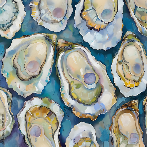 Painting of Oysters on the halfshell photo