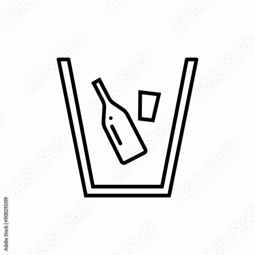 bottle in trash bin icon sign vector