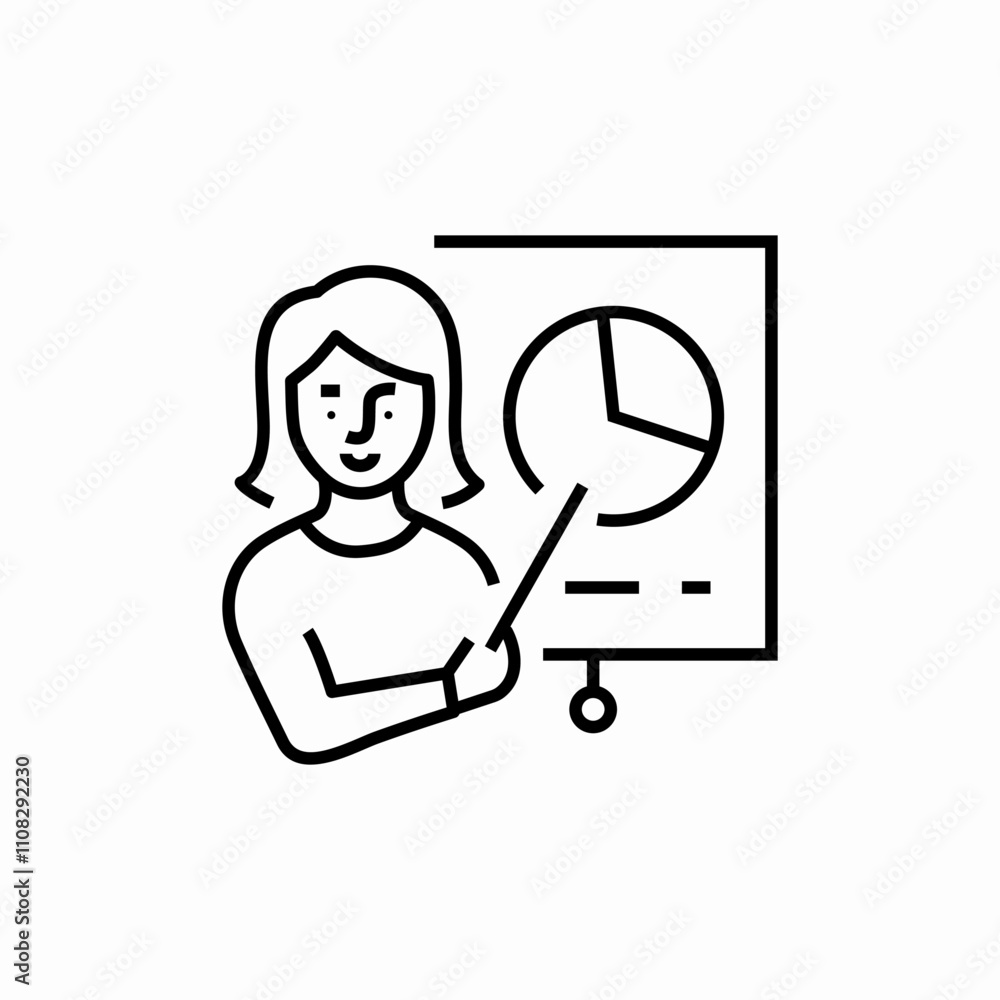 female presentation statistics icon sign vector female presentation statistics icon sign vector