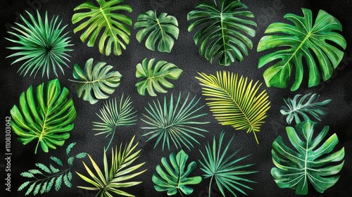 Tropical leaf arrangement nature illustration studio close-up botanical diversity for home decor photo