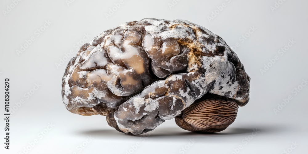 Decaying Brain Model on White Background Decaying Brain Model on White Background