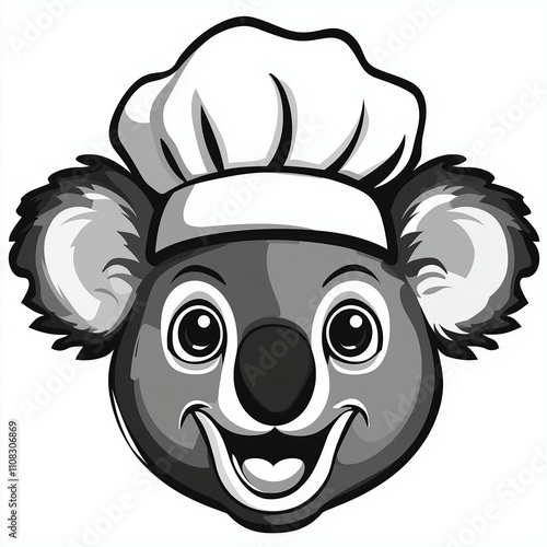 Happy chef koala head mascot animal logo vector illustration photo