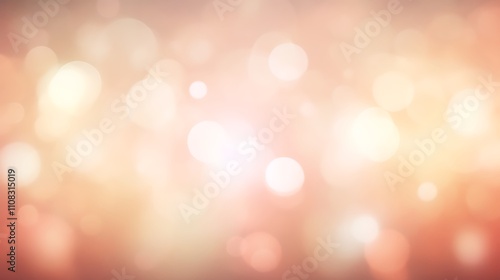 Abstract Background Of Soft Peach And White Bokeh Lights