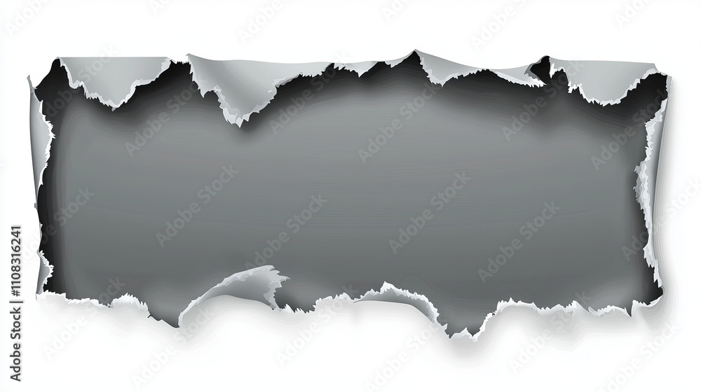 Torn gray paper with jagged edges revealing a textured background. Torn gray paper with jagged edges revealing a textured background.
