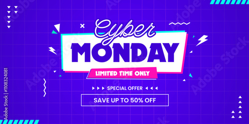 Cyber monday special offer banner with futuristic design. Cyber monday sale banner template background. Cyber monday banner for social media, web banner, or business promotion