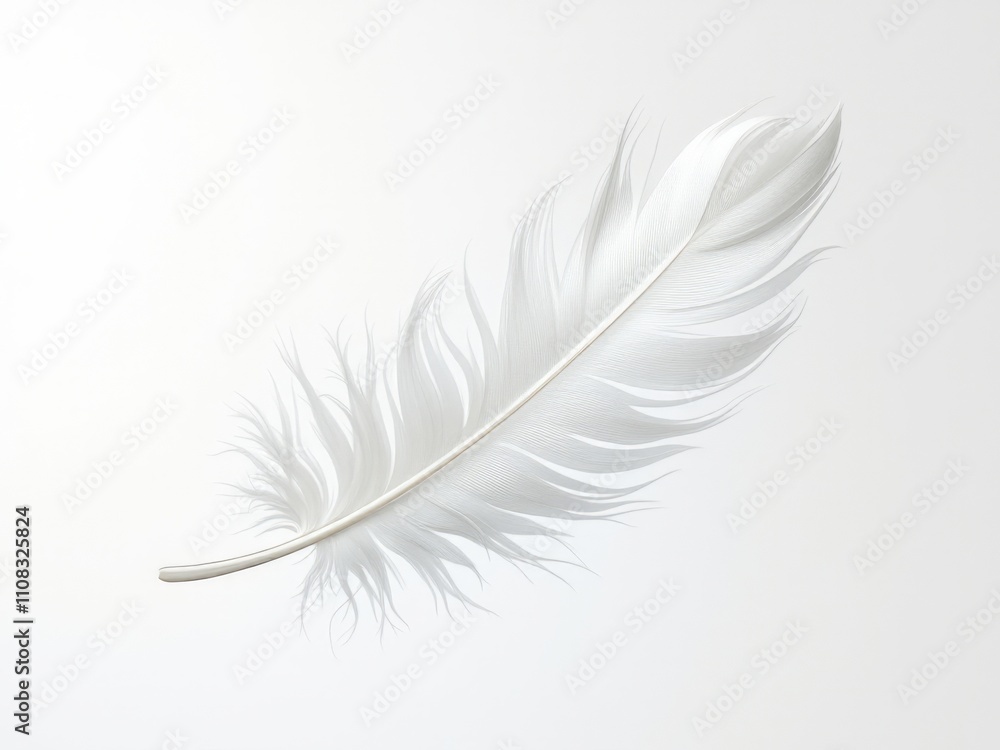 Fototapeta premium Delicate White Feather Gently Resting Against Soft Background