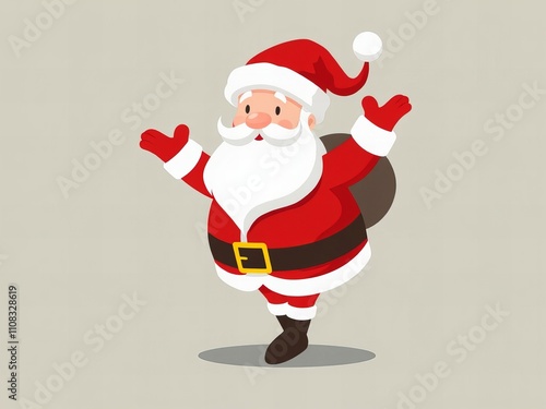 santa claus is dancing with his hands up in the air. photo