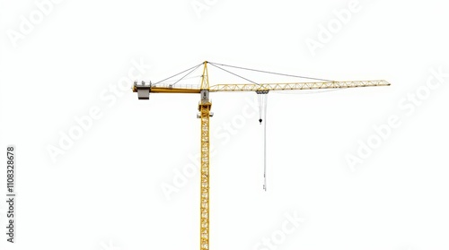 Isolated Yellow Tower Crane against White Background photo