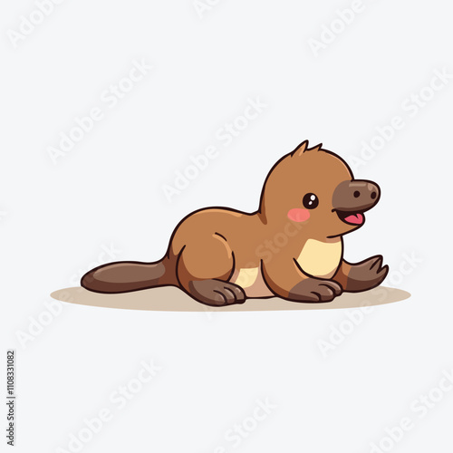 Adorable Cartoon Hybrid Animal with Beaver and Platypus Features photo