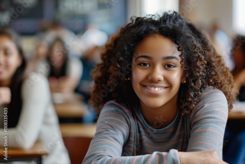 Smiling portrait of a young female African American student