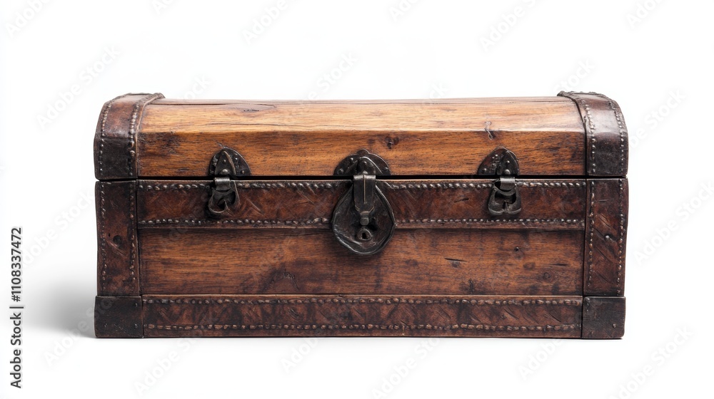 Antique Wooden Treasure Chest on White Background Antique Wooden Treasure Chest on White Background