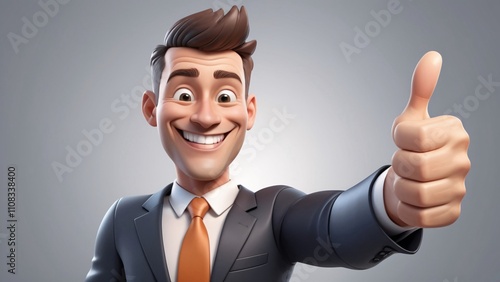 A cartoon businessman gives a thumbs up with a smile.