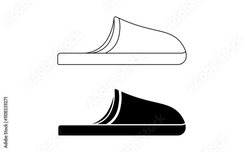 side view slippers icon set