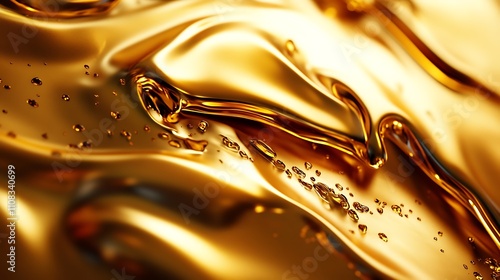 Golden Liquid Splash in Various Dynamic Shapes and Flow Patterns for Commercial and Creative Use