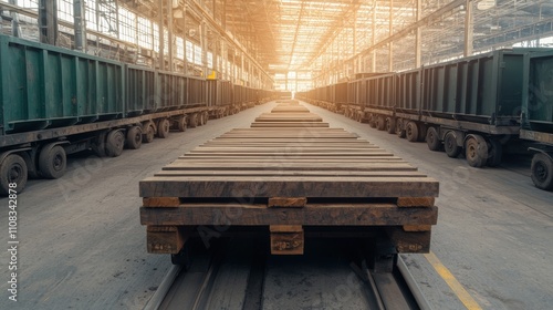A train with a pallet on it