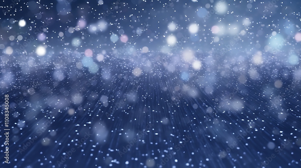 Obraz premium Abstract Blue Background With Sparkling Lights And Falling Snow