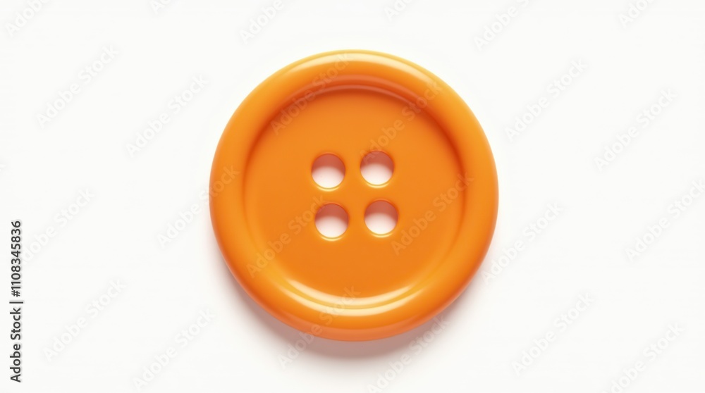 Fototapeta premium Detailed Realistic Plastic Sewing Button in Orange Color