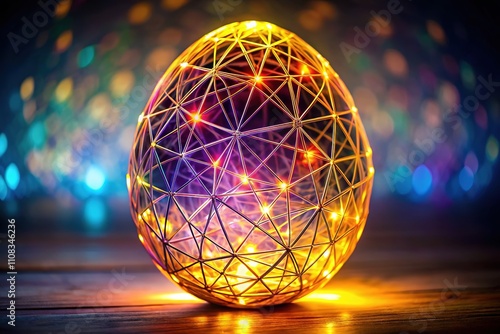 Illuminated Egg-Shaped Network, Futuristic Portrait