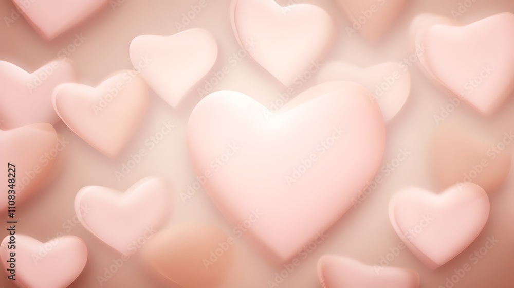 Fototapeta premium Soft Pink Hearts Background Romantic Design