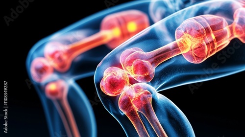 Illuminated Human Knee Joints Showing Inflammation photo