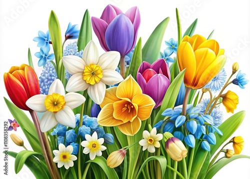 Spring Flowers Clip Art - Bright Floral Design for Springtime