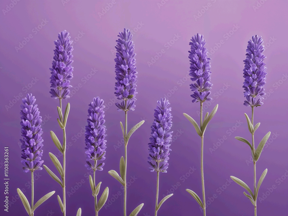 Fototapeta premium Abstract lavender flowers against a purple background