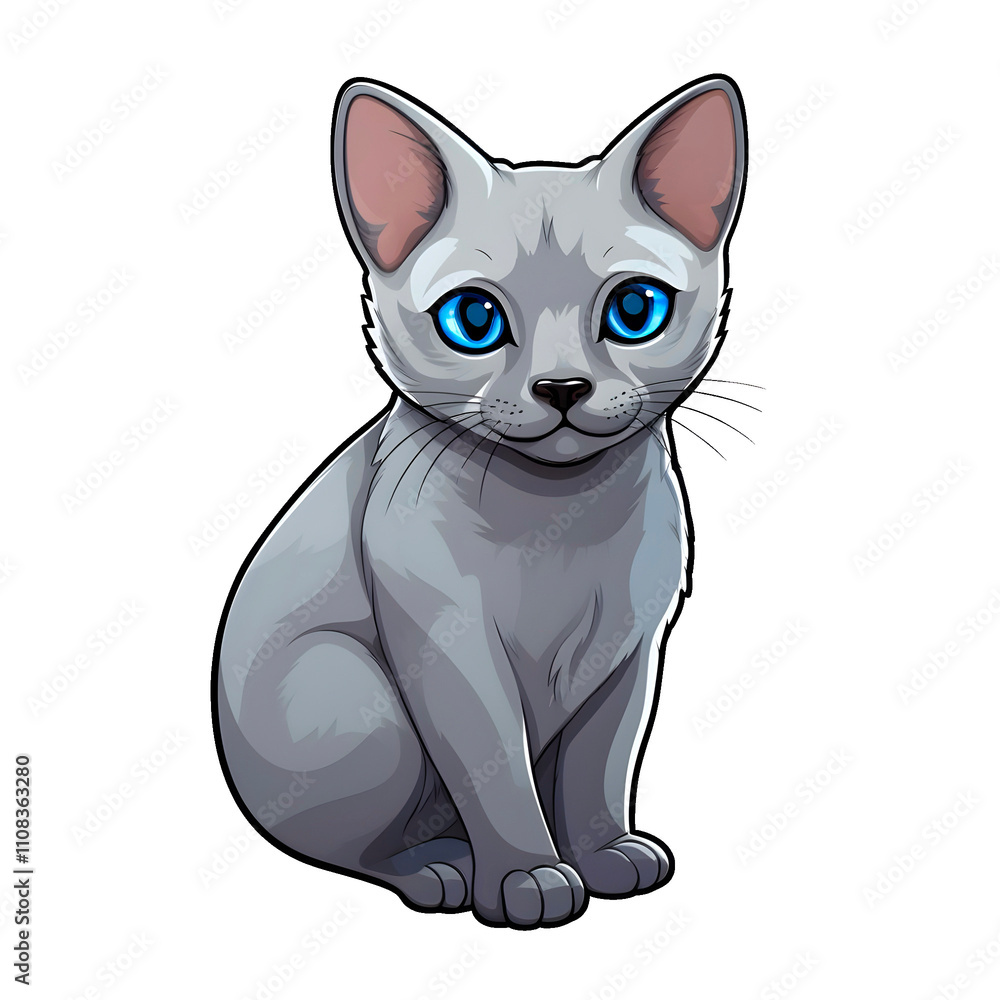 Obraz premium Cute little sphinx cat cartoon, transparent background PNG