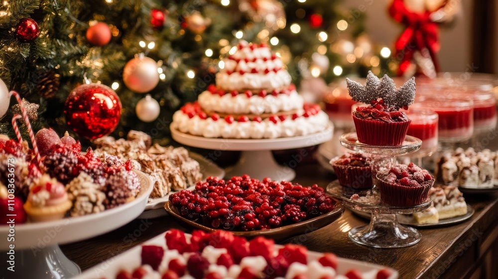 Festive Christmas Party Dessert Table Display Festive Christmas Party Dessert Table Display