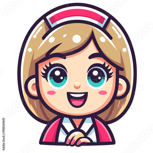 Cartoon character, nurse, working girl, manicurist, flat colors